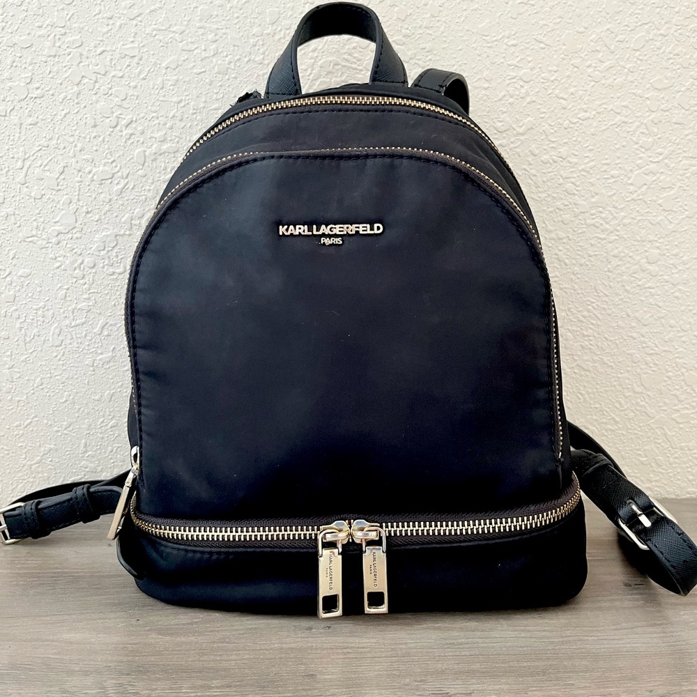 Karl Lagerfeld black nylon mini backpack